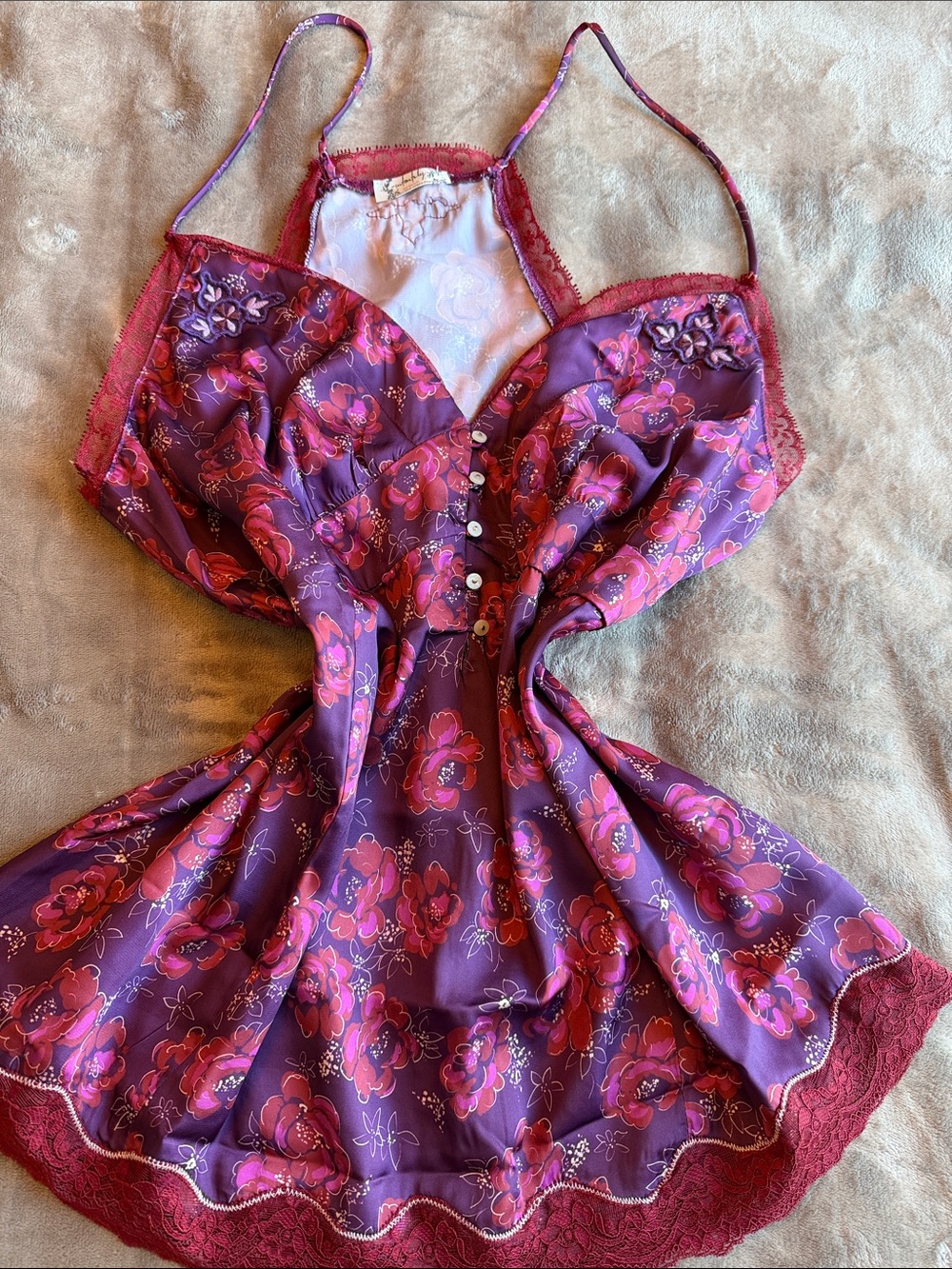 Free People Purple & Pink Floral Lace-Trim Slip Camisole
Never worn